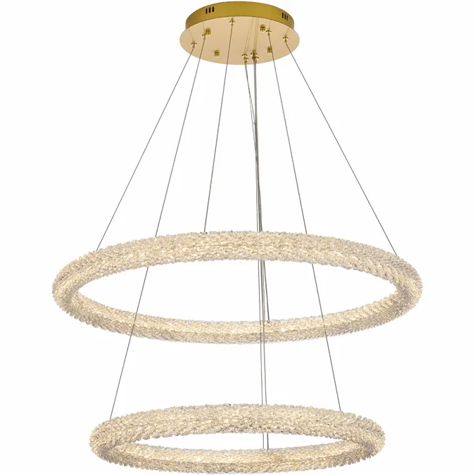 Elegant 3800G36SG Bowen Satin Gold LED Drop Ceiling Light Fixture