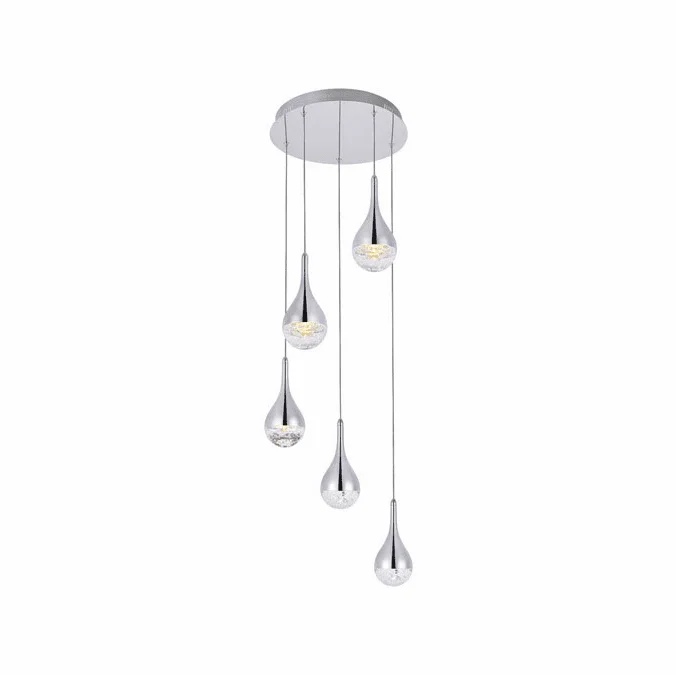 Elegant 3805D14C Amherst Chrome LED Multi Ceiling Pendant Light