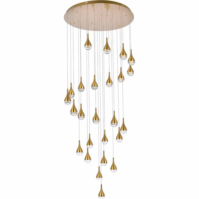 Elegant 3825D42SG Amherst Satin Gold LED Multi Hanging Light