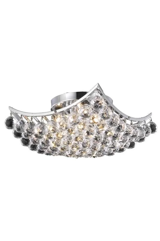 Elegant Corona 4-LT Chrome Flush Mount Clear Royal Cut Crystal – V9800F14C/RC