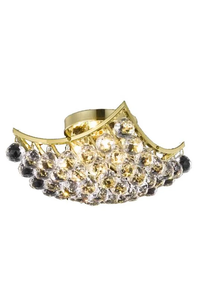 Elegant Corona 4-LT Gold Flush Mount Clear Royal Cut Crystal – V9800F12G/RC
