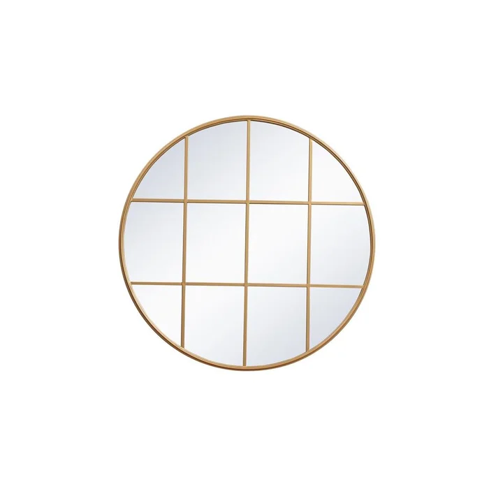 Elegant Motif Metal Windowpane Mirror 42″ X 42″ – Brass – MR634242BR