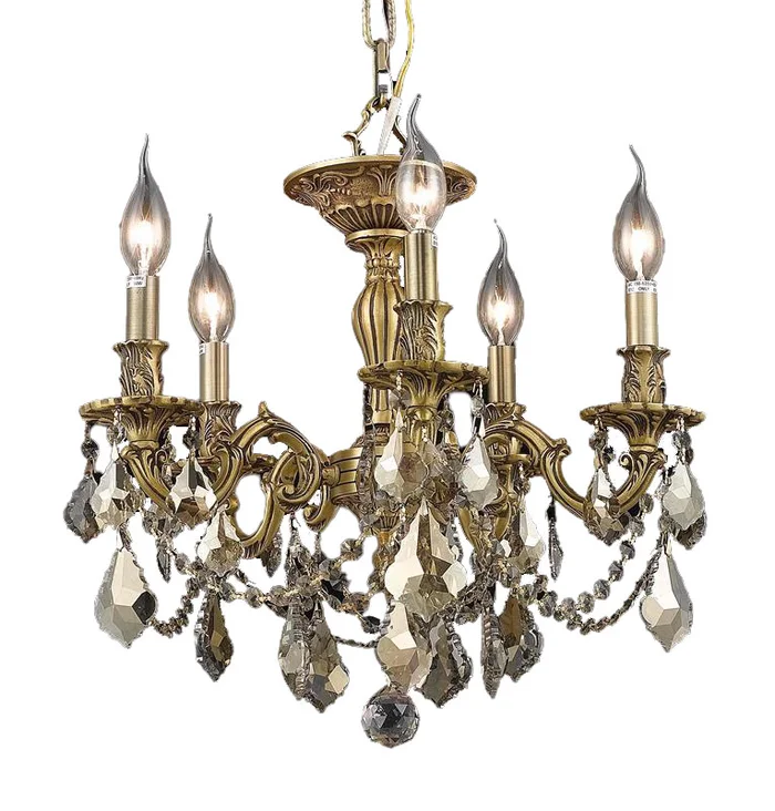 Elegant Rosalia 5-LT Dark Bronze Flush Mount Golden Teak Royal Cut Crystal – 9205F18DB-GT/RC