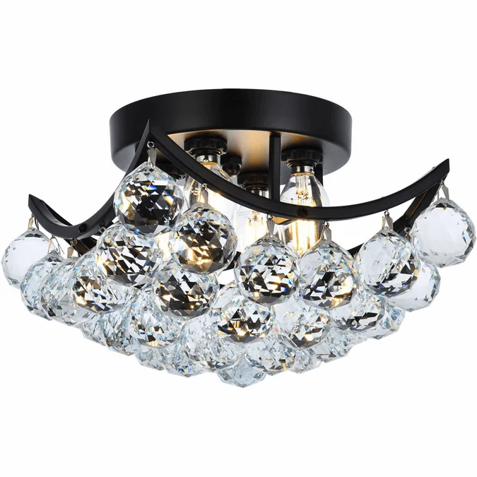 Elegant V9800F10BK/RC Corona Black And Clear 10″ Flush Lighting