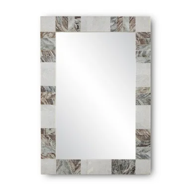 Elena Collection Mirror in White/Brown/Mirror (142|1000-0132)