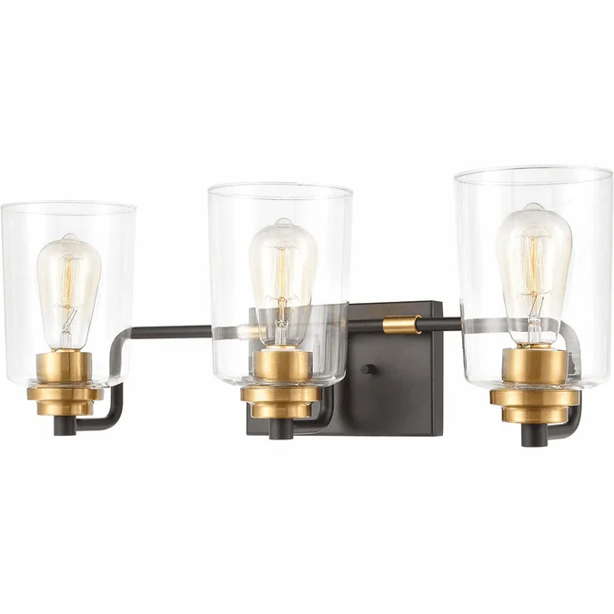 Elk Home Showroom 46612-3 Robins Modern Matte Black / Brushed Brass 3-Light Bathroom Lighting Fixture