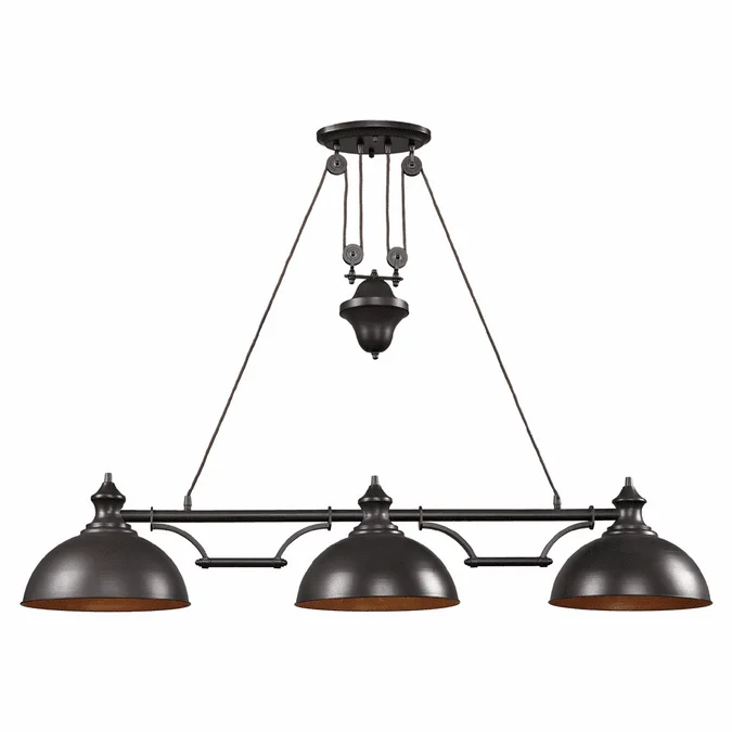 Elk Home Showroom 65151-3 Farmhouse Transitional Oiled Bronze 3 Lamp Island Lighting Fixture
