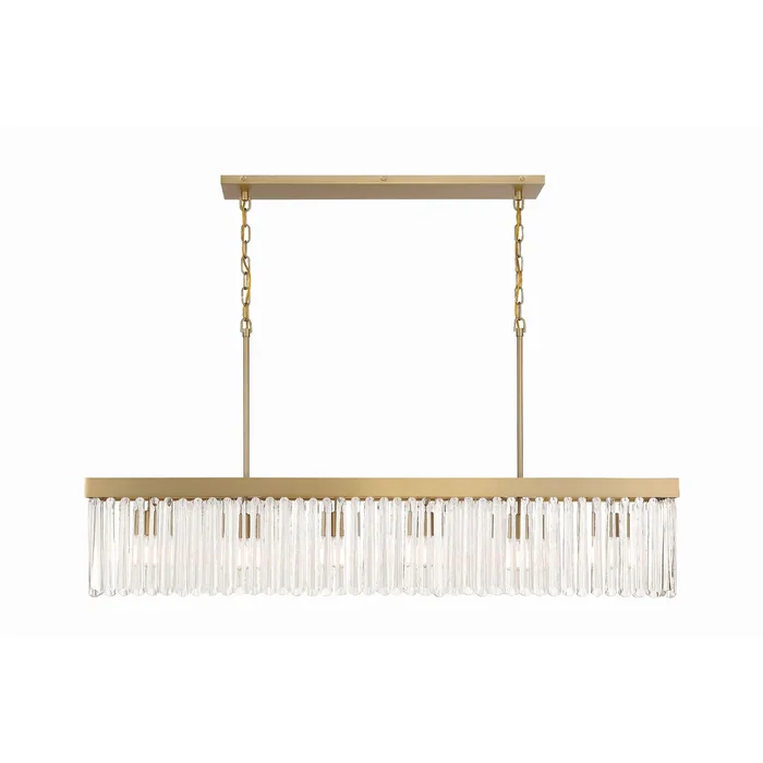 Emory 6 Light Modern Gold Linear Chandelier Clear Glass 49″W x 23.75″H x 7.25″D