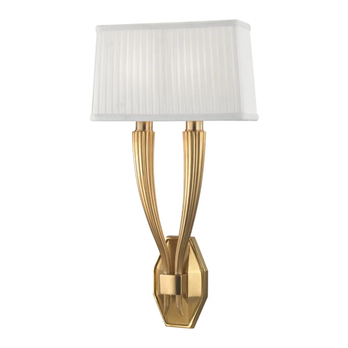 Erie 2-Light Wall Sconce in Aged Brass 11.25L x 11.25W x 21H