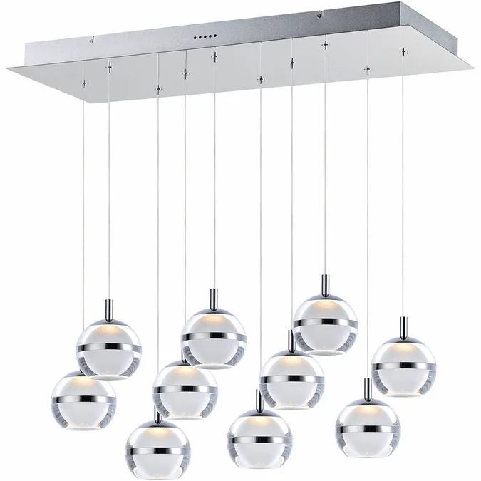 ET2 E24599-93PC Swank Modern Polished Chrome LED Multi Pendant Lamp