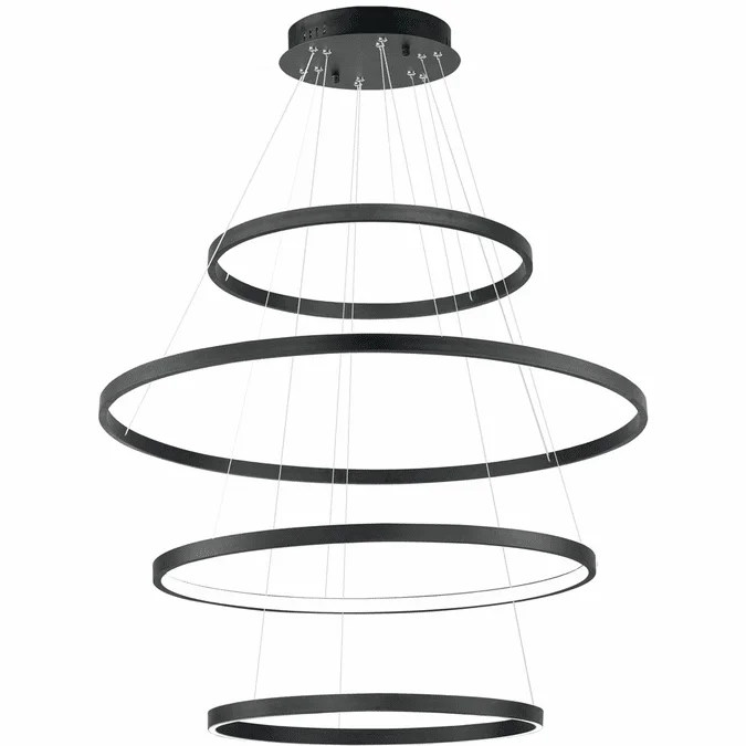 ET2 E52729-BK Groove Contemporary Black LED Hanging Lamp