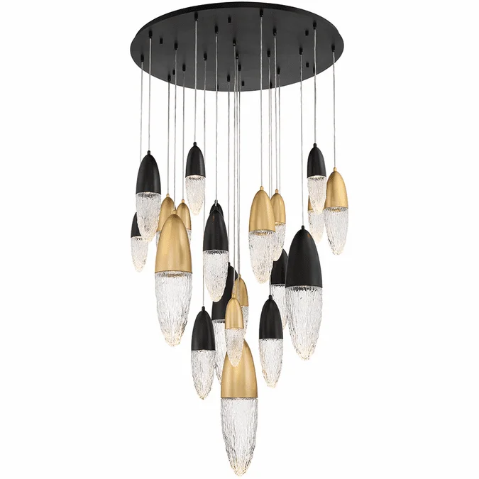 Eurofase 43860-043 Écrou Modern Mixed Black / Brass Halogen Round Multi Drop Lighting