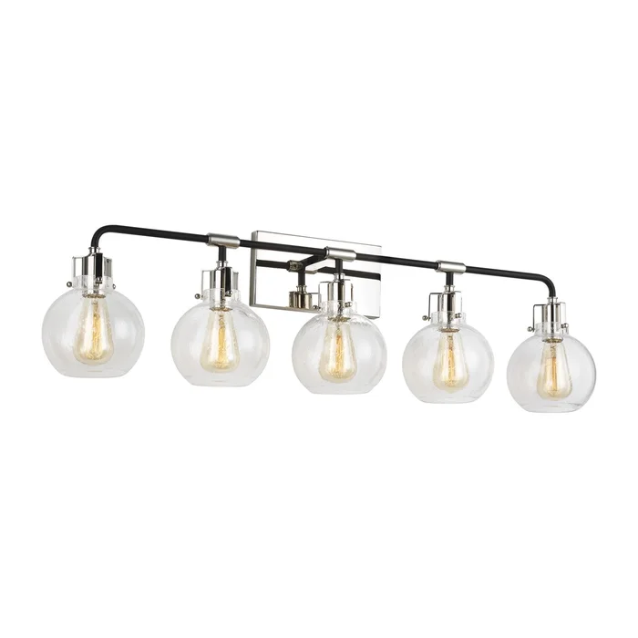 Feiss Clara 5-LT Vanity – Polished Nickel/Textured Black – VS24405PN/TXB