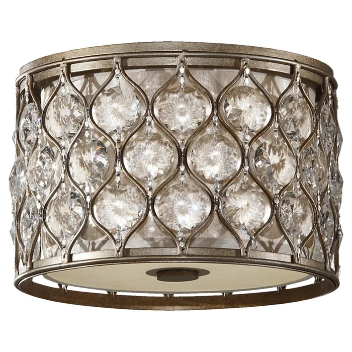 Feiss Lucia 2-LT Indoor Flush Mount – Burnished Silver – FM355BUS