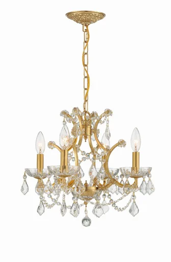 Filmore Four Light Mini Chandelier in Antique Gold (60|4454-GA-CL-SAQ)