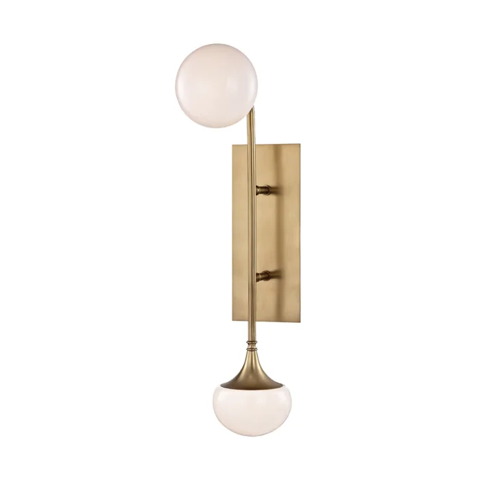Fleming 2-Light Wall Sconce in Aged Brass 4.75L x 4.75W x 22.5H