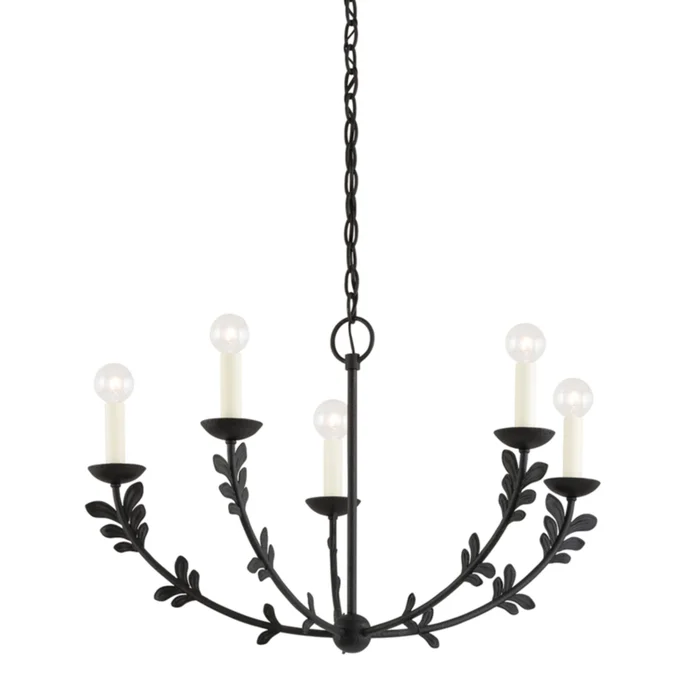 Florian Chandelier 5-Light LED in Black Iron 28L x 28W x 17.25H