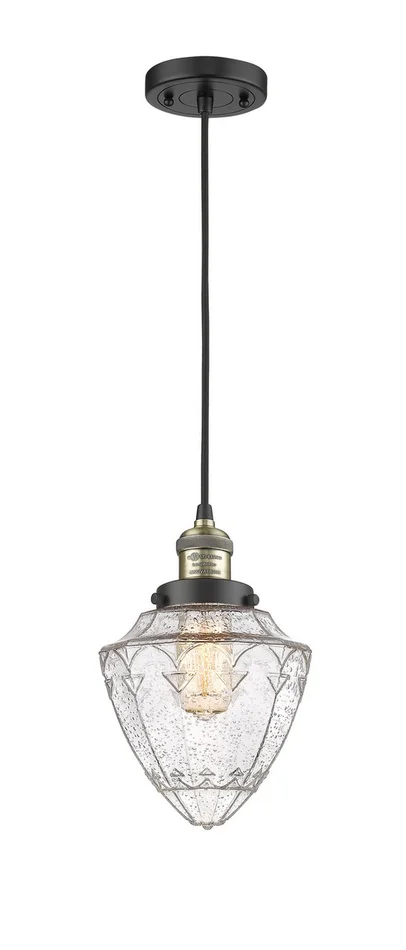 Franklin Restoration One Light Mini Pendant in Black Antique Brass (405|201C-BAB-G664-7)