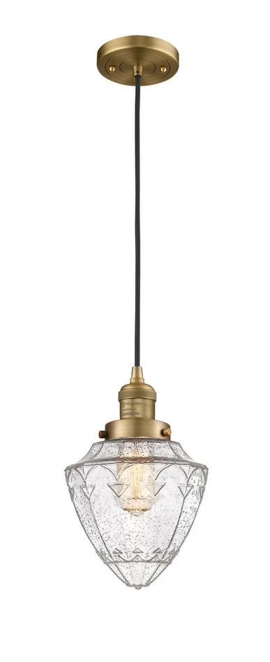 Franklin Restoration One Light Mini Pendant in Brushed Brass (405|201C-BB-G664-7)