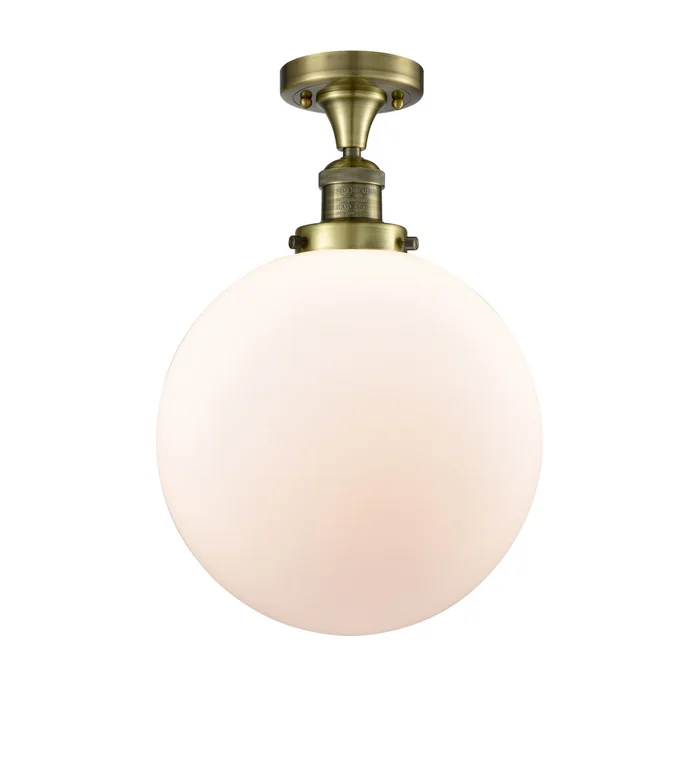 Franklin Restoration One Light Semi-Flush Mount in Antique Brass (405|517-1CH-AB-G201-12)