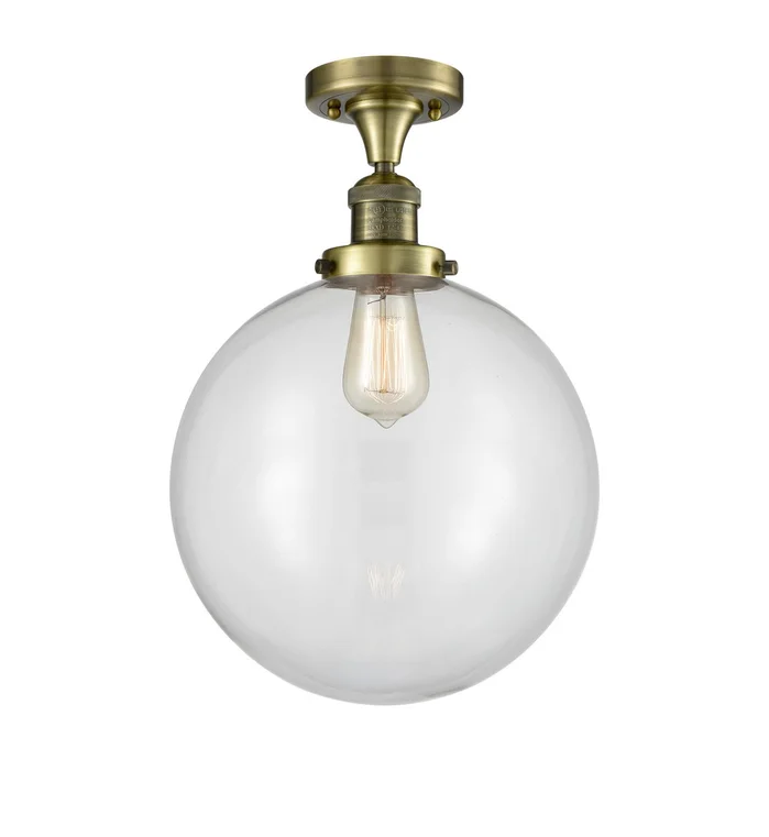 Franklin Restoration One Light Semi-Flush Mount in Antique Brass (405|517-1CH-AB-G202-12)