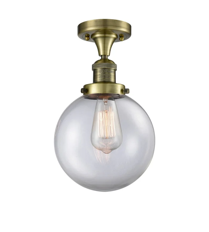 Franklin Restoration One Light Semi-Flush Mount in Antique Brass (405|517-1CH-AB-G202-8)