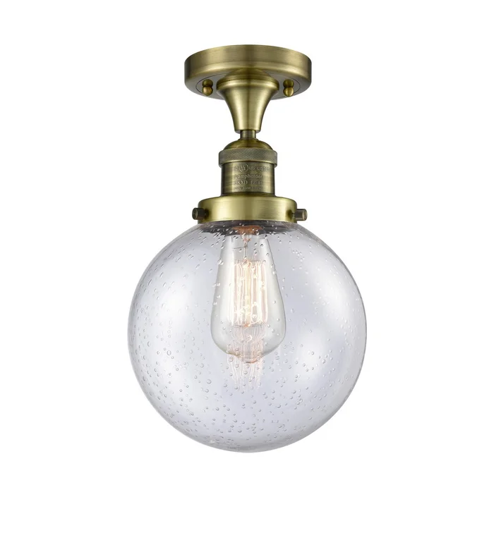 Franklin Restoration One Light Semi-Flush Mount in Antique Brass (405|517-1CH-AB-G204-8)