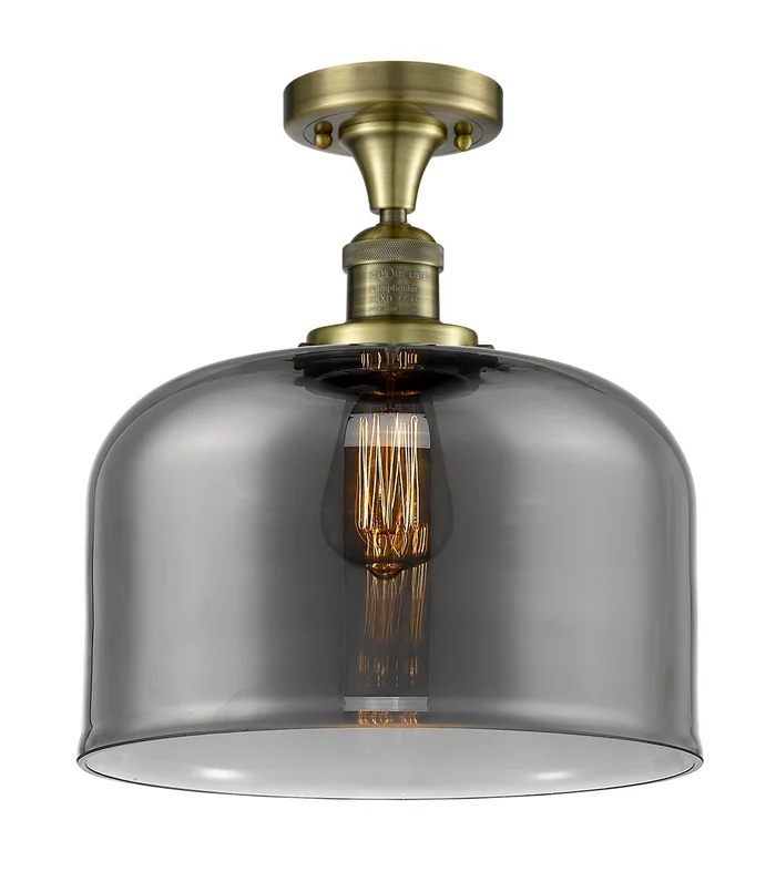 Franklin Restoration One Light Semi-Flush Mount in Antique Brass (405|517-1CH-AB-G73-L)