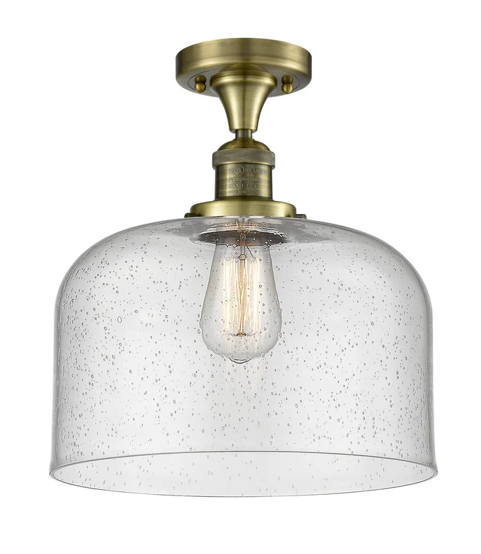 Franklin Restoration One Light Semi-Flush Mount in Antique Brass (405|517-1CH-AB-G74-L)