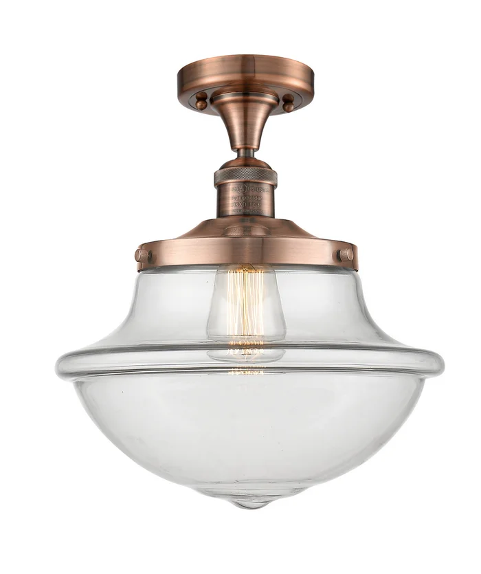 Franklin Restoration One Light Semi-Flush Mount in Antique Copper (405|517-1CH-AC-G542)