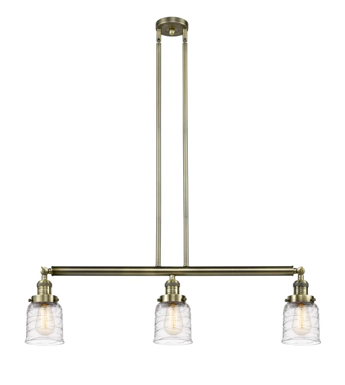 Franklin Restoration Three Light Island Pendant in Antique Brass (405|213-AB-G513)