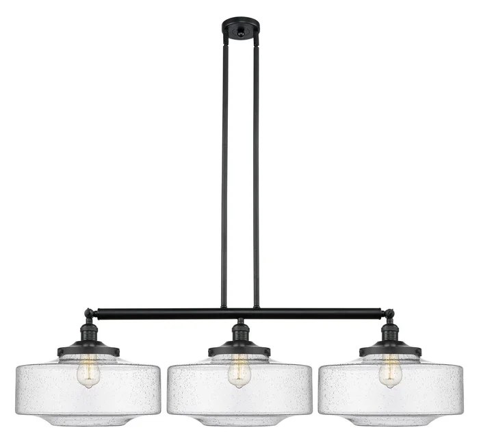 Franklin Restoration Three Light Island Pendant in Matte Black (405|213-BK-G694-16)