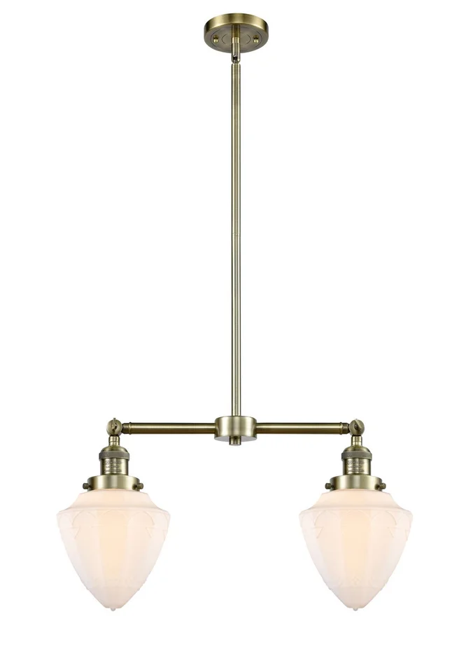 Franklin Restoration Two Light Island Pendant in Antique Brass (405|209-AB-G661-7)
