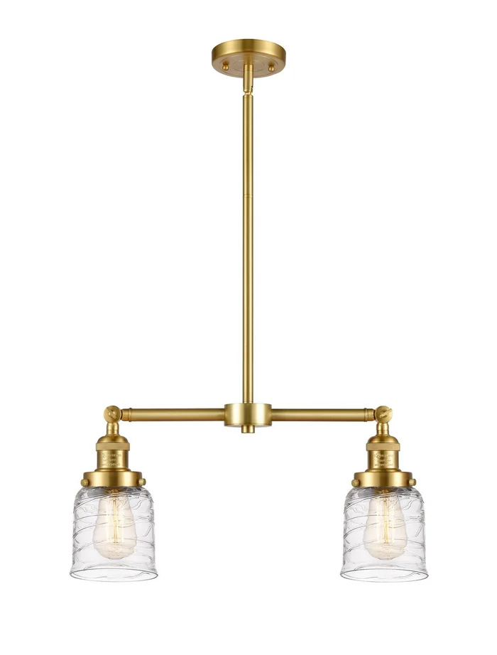 Franklin Restoration Two Light Island Pendant in Satin Gold (405|209-SG-G513)