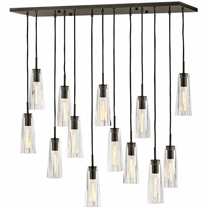 Fredrick Ramond FR31105BX-CL Cosette Modern Black Oxide LED Multi Drop Ceiling Light Fixture