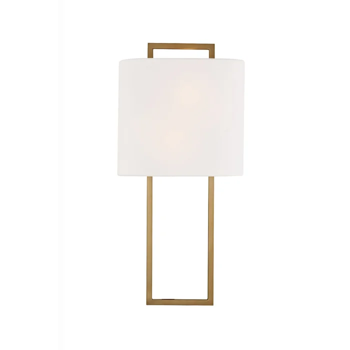 Fremont 2 Light Vibrant Gold Sconce Silk Shade 10″W x 21″H x 4″D