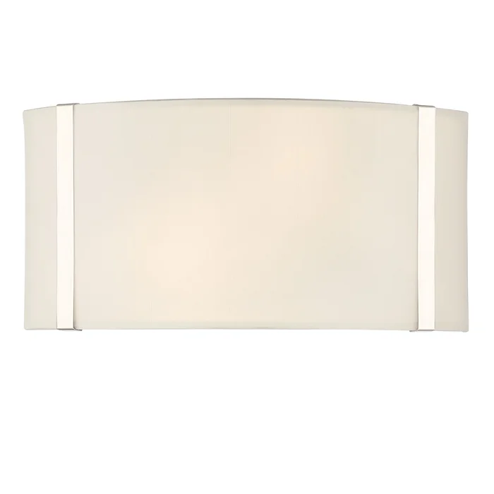 Fulton 2 Light Polished Nickel Sconce Silk Shade 13″W x 6.25″H x 4″D