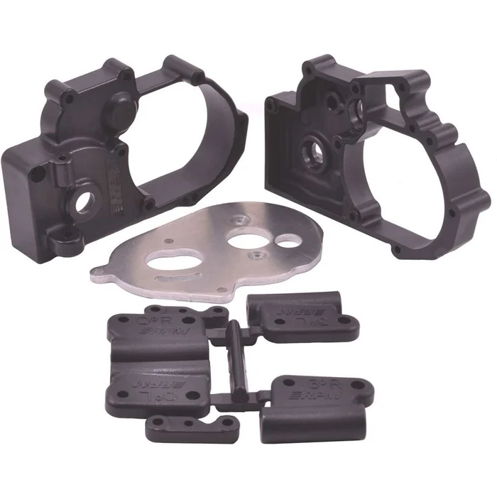 Gearbox Housing and Rear Mounts, Black: TRA 2WD Vehicles