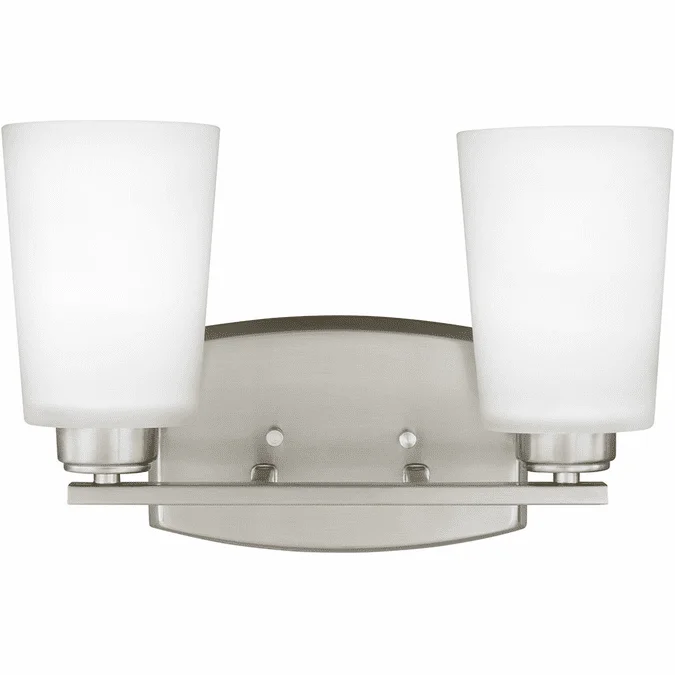 Generation Lighting 4428902EN3-962 Franport Modern Brushed Nickel LED 2-Light Bathroom Wall Light Fixture