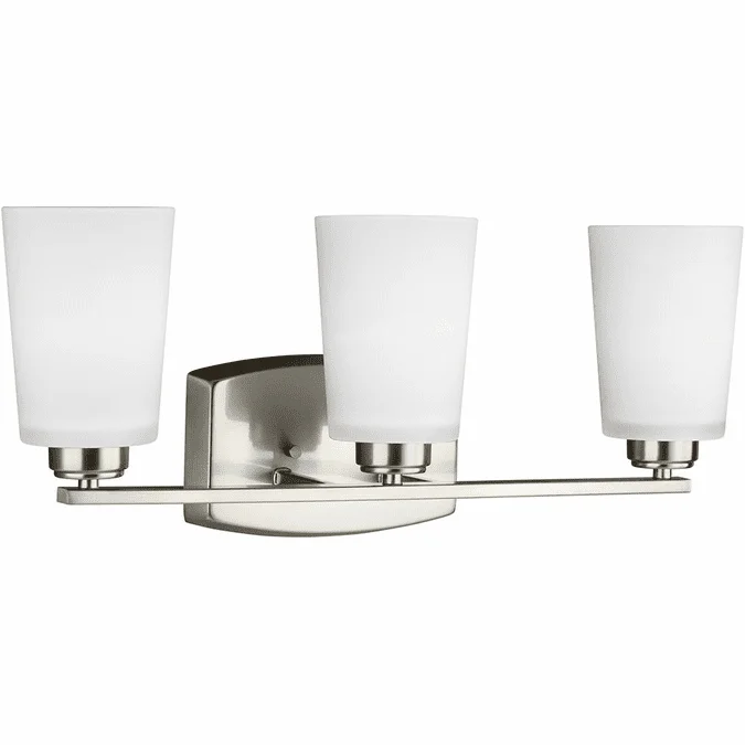 Generation Lighting 4428903EN3-962 Franport Modern Brushed Nickel LED 3-Light Lighting For Bathroom