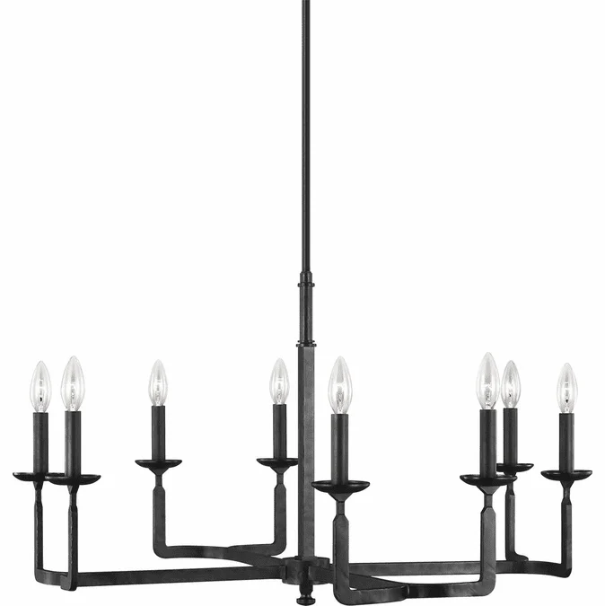 Generation Lighting F3291-8AI Ansley Contemporary Aged Iron Hanging Chandelier