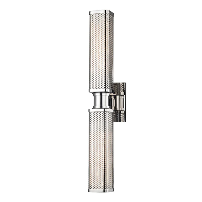 Gibbs 2-Light Wall Sconce in Polished Nickel 4.5L x 4.5W x 22.25H