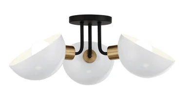 Gigi Three Light Semi Flush Mount in Black + Aged Brass (60|GIG-810-BK-AG)