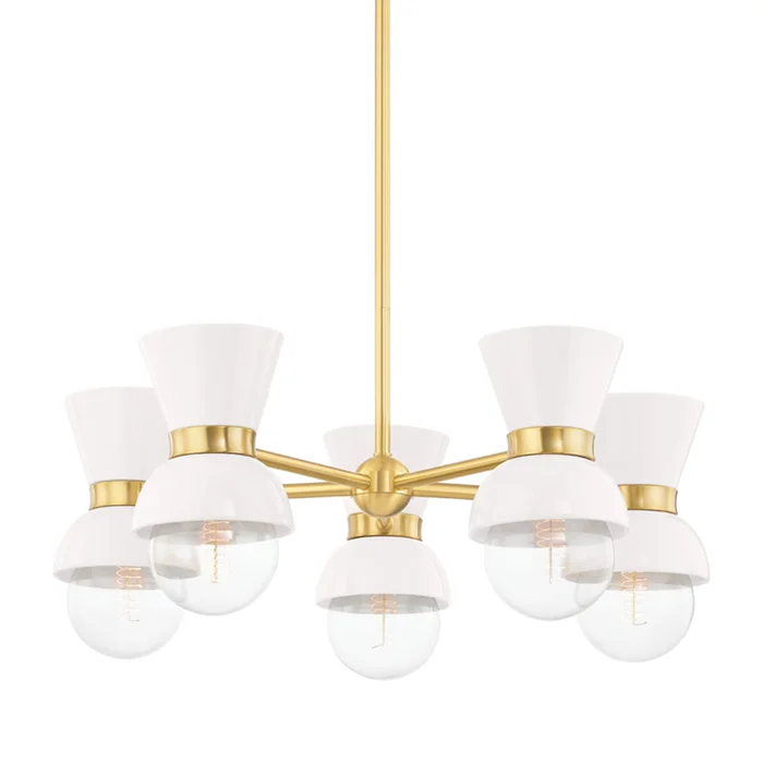 Gillian Five Light Chandelier in Aged Brass/Ceramic Gloss Cream (428|H469805-AGB/CCR)