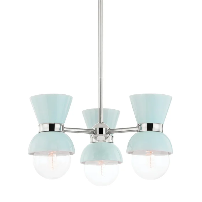 Gillian Three Light Semi Flush Mount in Polished Nickel/Ceramic Gloss Robins Egg Blue (428|H469603-PN/CRB)