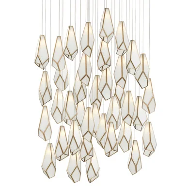 Glace Collection 36 Light Pendant in White/Antique Brass (142|9000-1039)