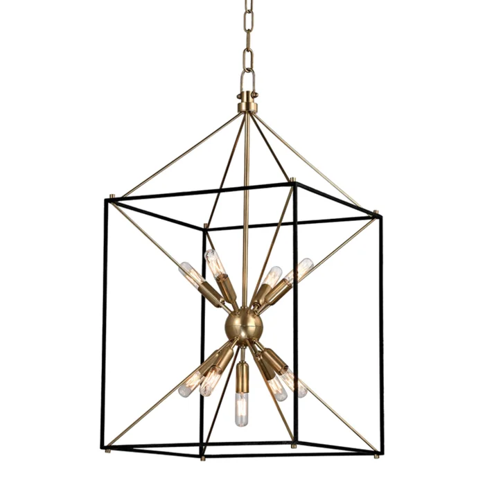 Glendale 9-Light Lantern in Aged Brass/Black 16.25L x 16.25W x 30H