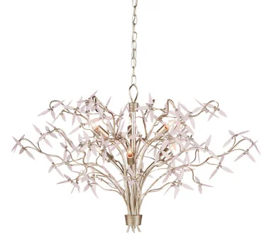 Gloriana Silver Chandelier Six Light Chandelier in Silver Granello/Pink (142|9000-0846)