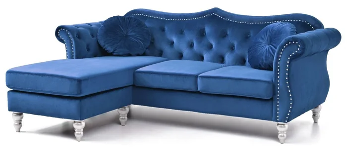 Glory Furniture G0661 Sofa Chaise in Navy Blue G0661B-SCH