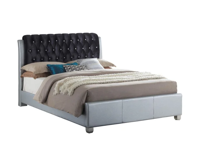 Glory Furniture G1503C Full Upholstered Panel Bed in Silver